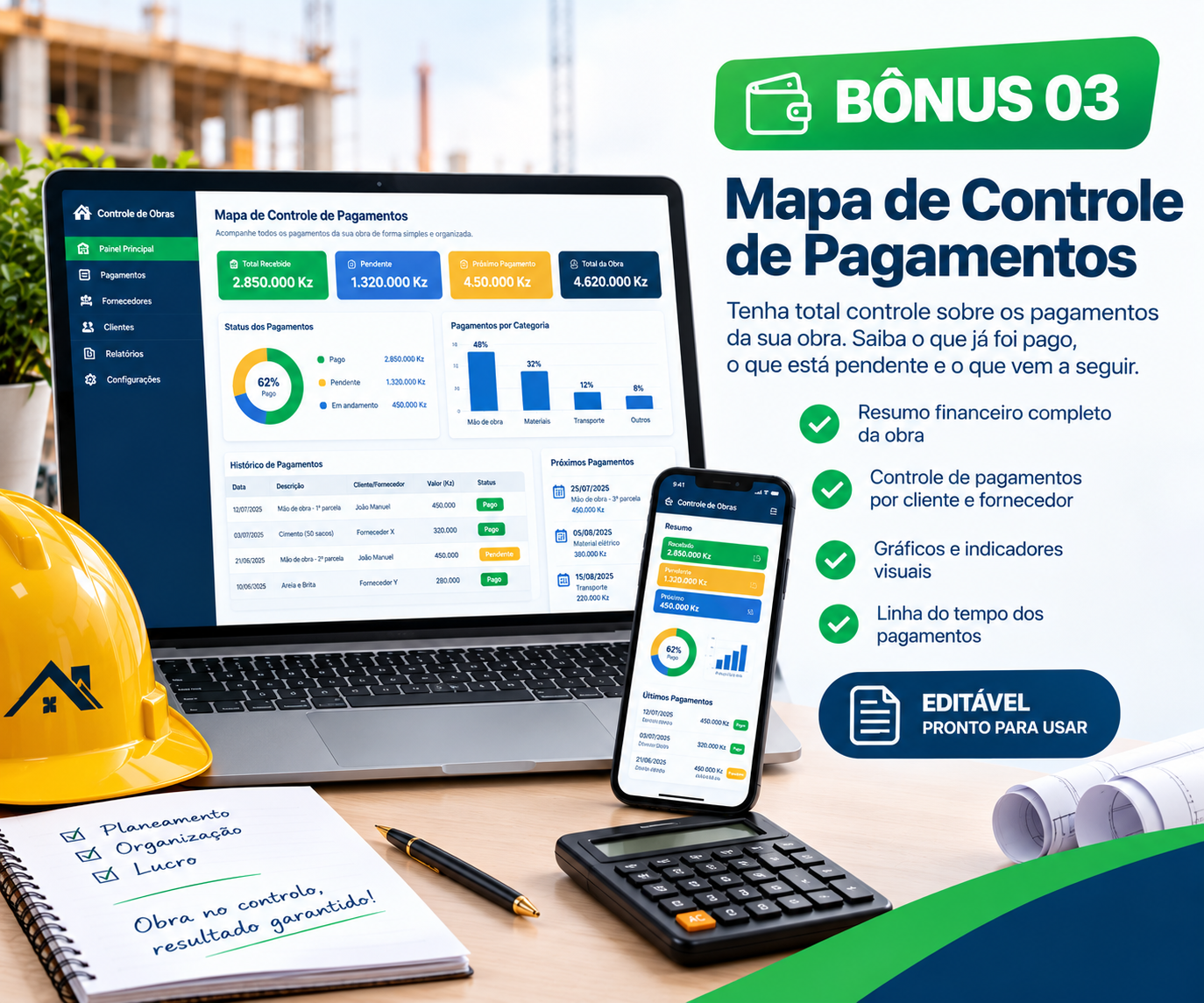 Bónus 03 — Mapa de controlo de pagamentos.